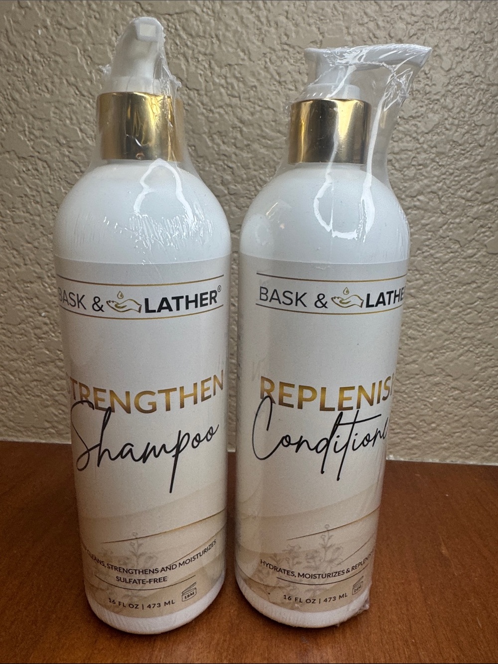 Bask & Lather Strengthen Shampoo and Replenish Conditioner Set - 16oz